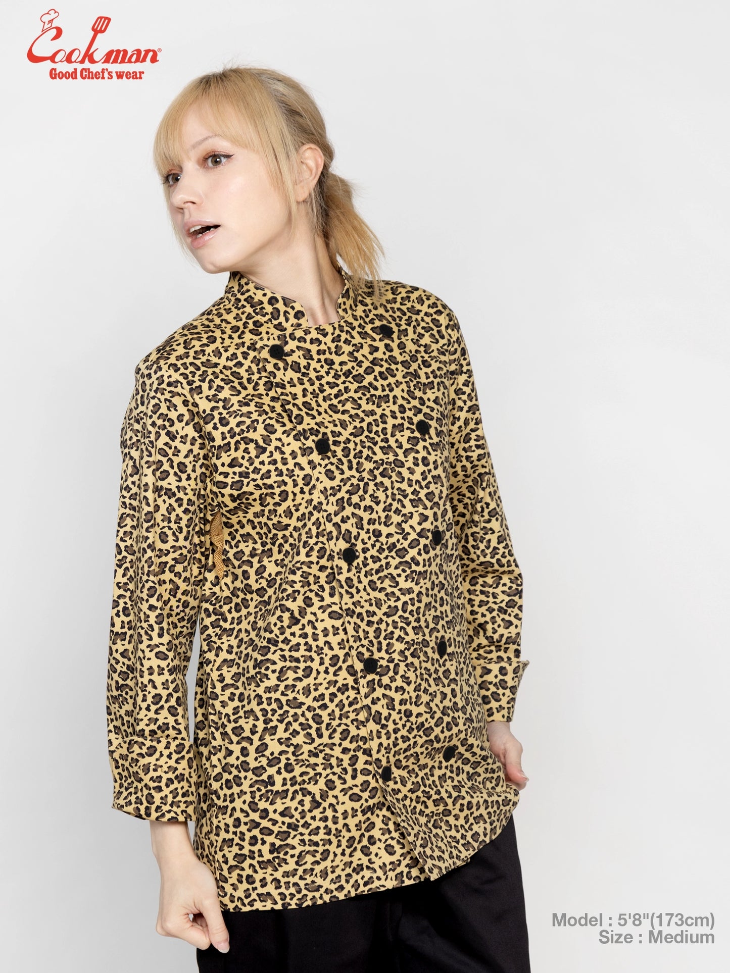 Cookman Chef Coat Long Sleeve Vented - Leopard : beige
