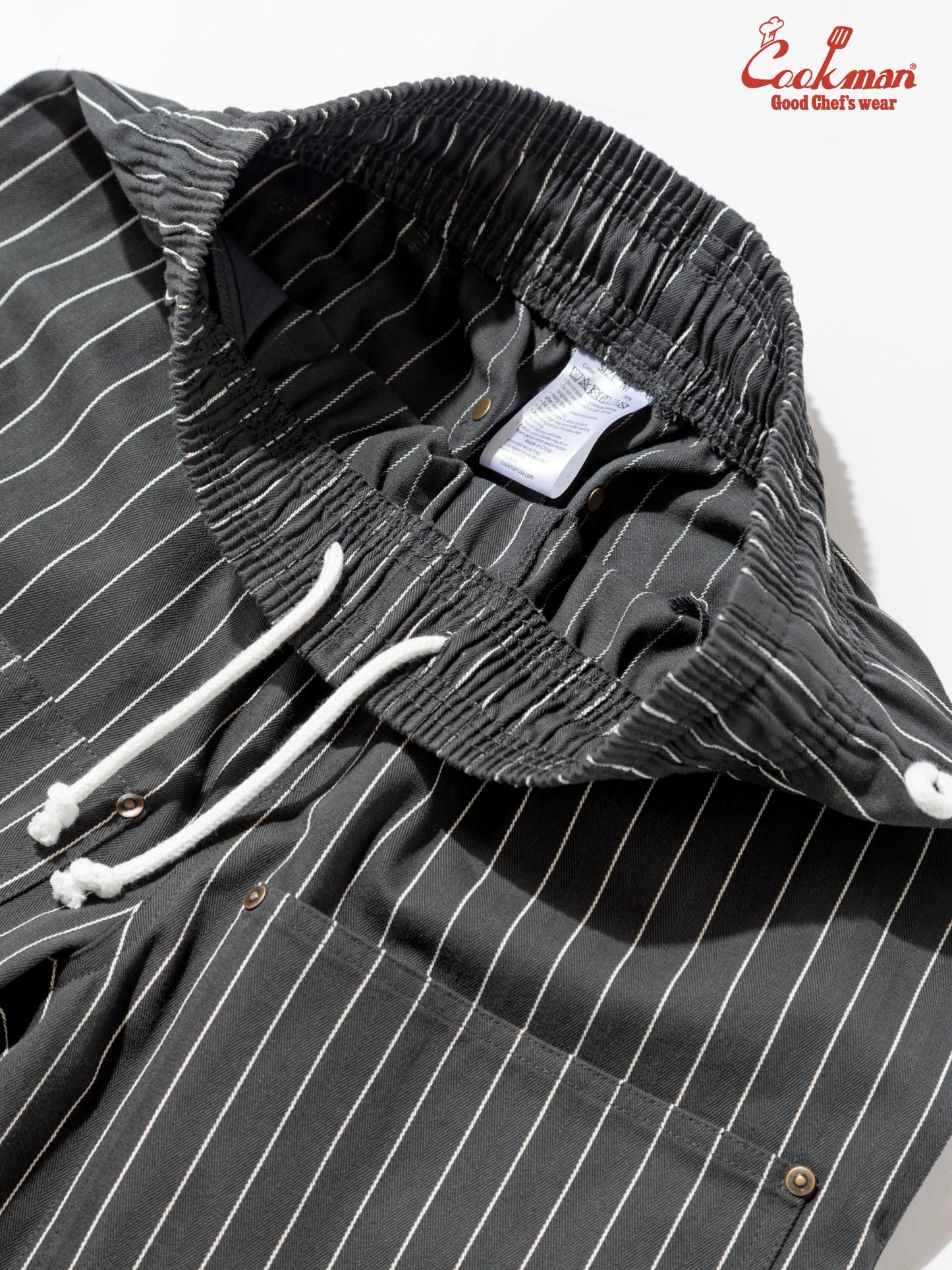 Chef Short Pants Front Pocket Herringbone - Stripe : Charcoal