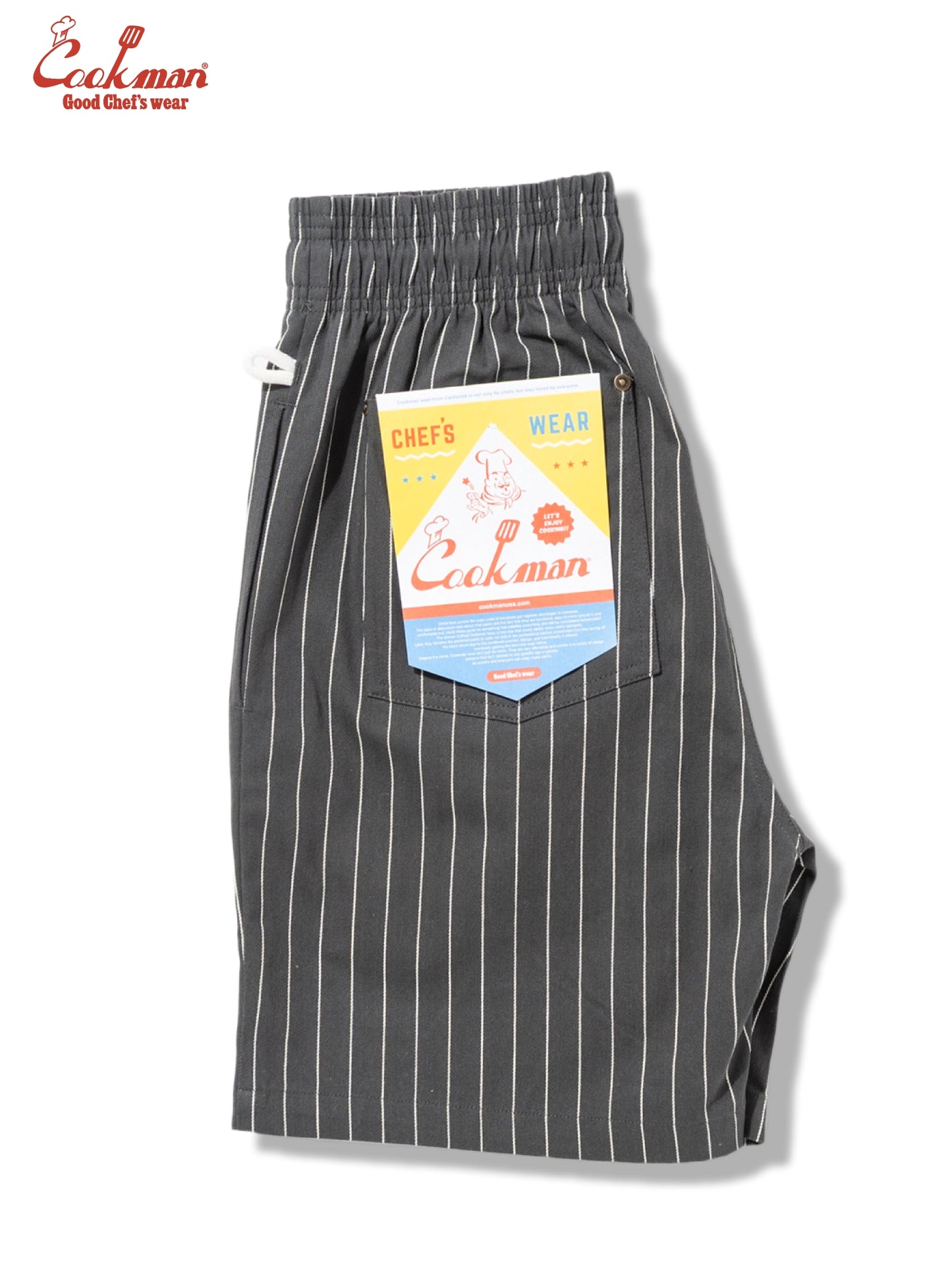 Chef Short Pants Front Pocket Herringbone - Stripe : Charcoal