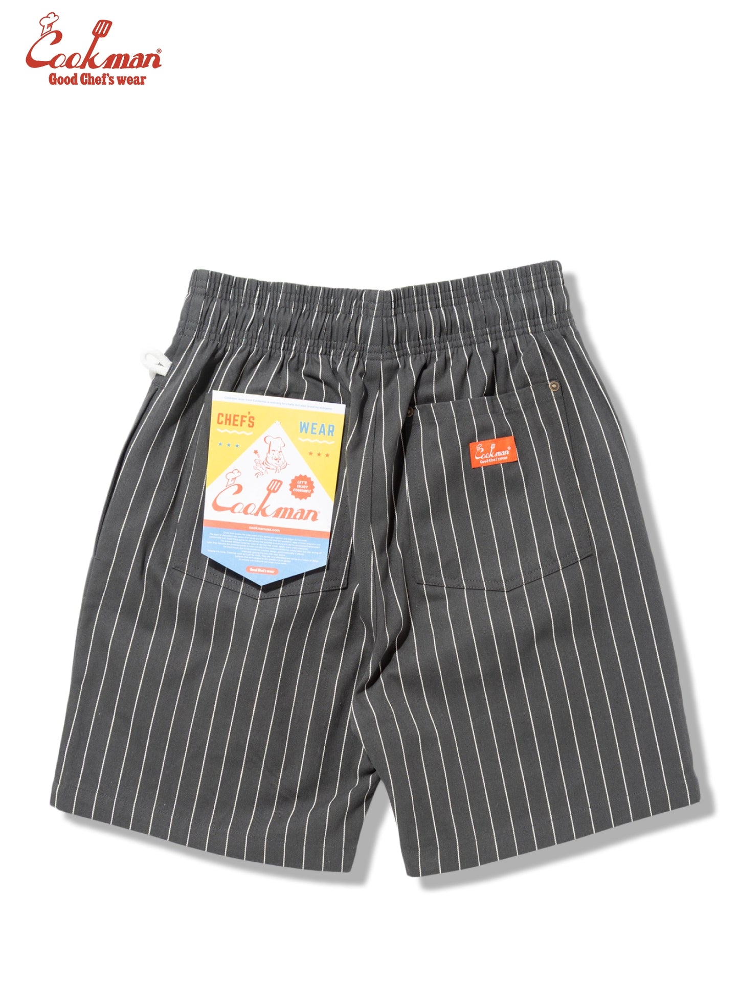 Chef Short Pants Front Pocket Herringbone - Stripe : Charcoal