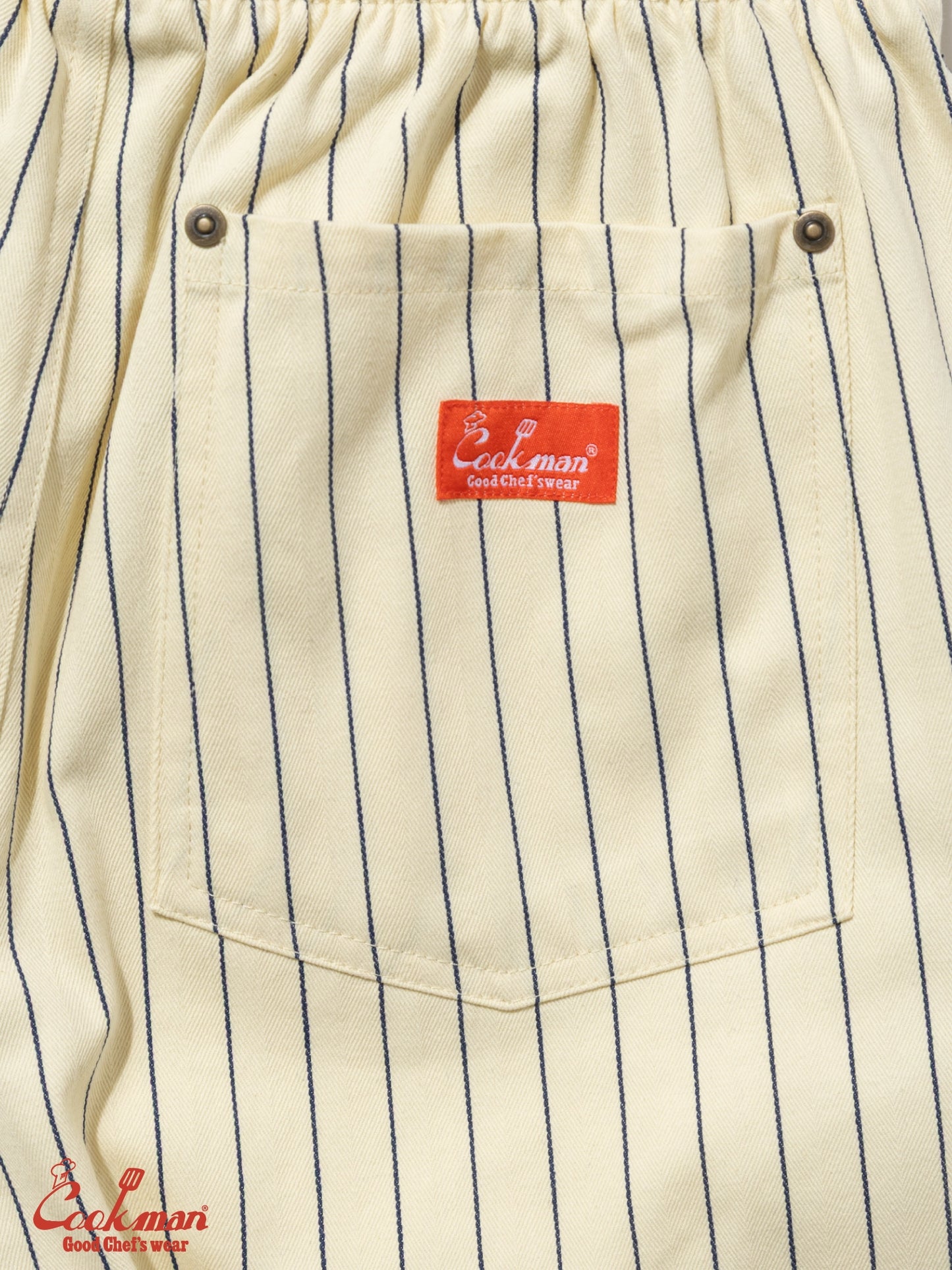 Chef Short Pants Front Pocket Herringbone - Stripe : Cream