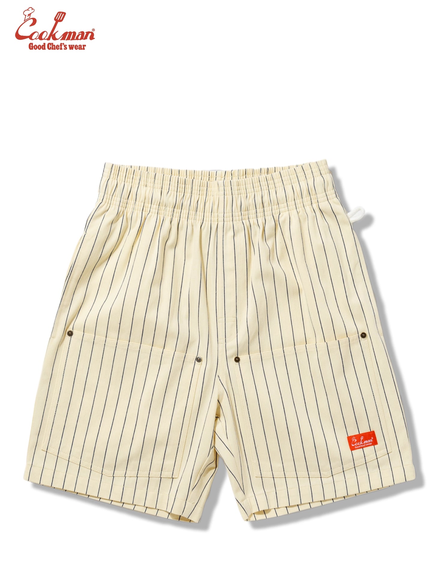 Chef Short Pants Front Pocket Herringbone - Stripe : Cream