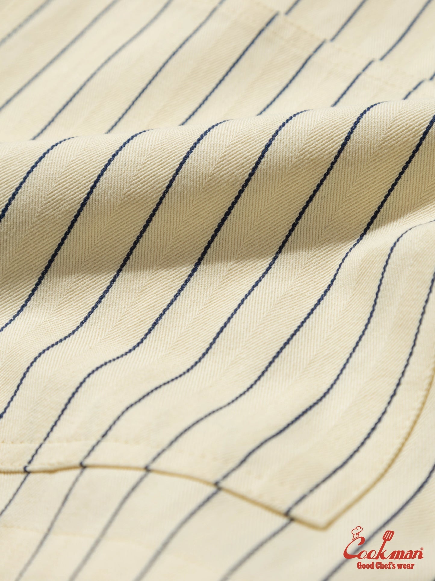 Chef Short Pants Front Pocket Herringbone - Stripe : Cream