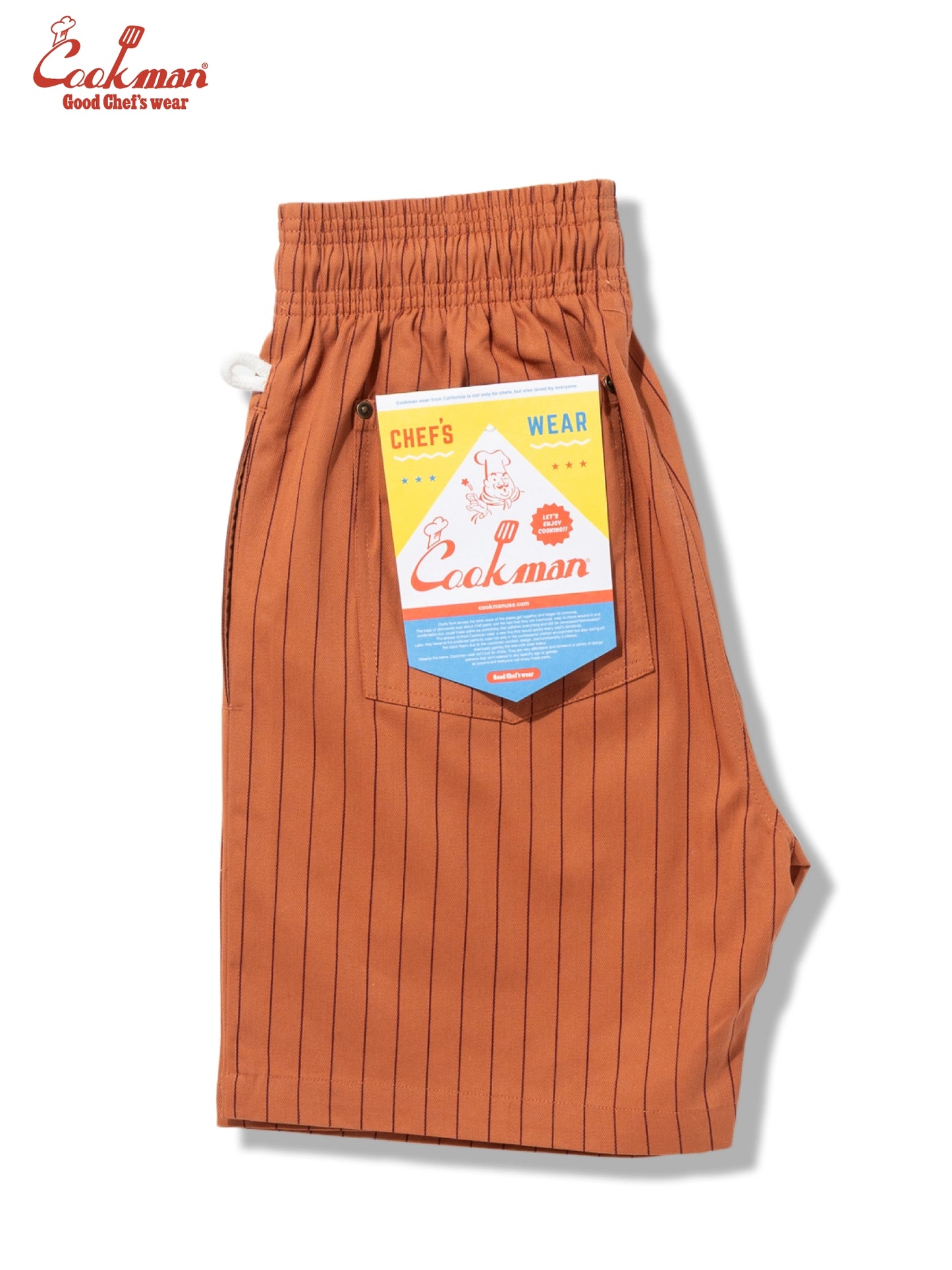 Chef Short Pants Front Pocket Herringbone - Stripe : Brick