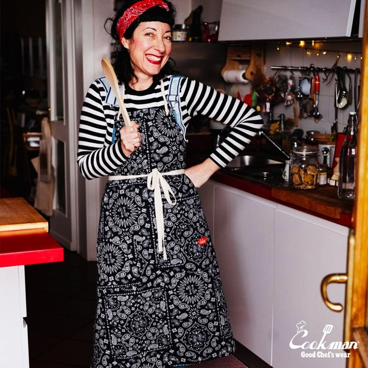 Cookman Long Apron - Paisley : Black