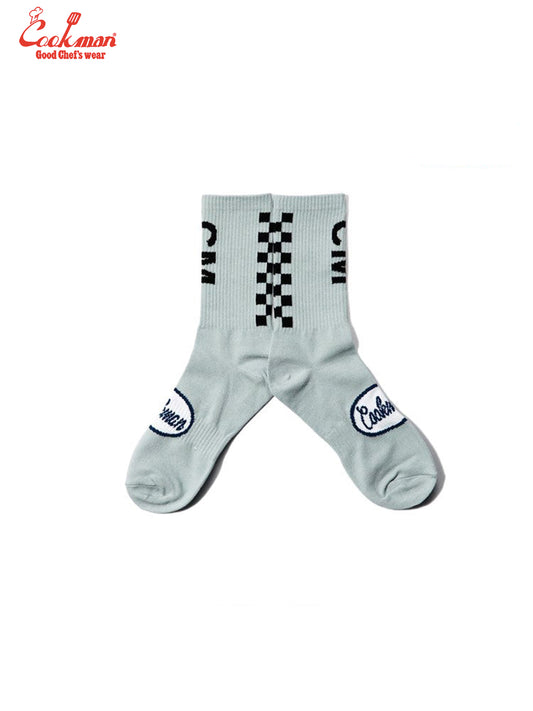 Rib Crew Socks - Checker : Gray