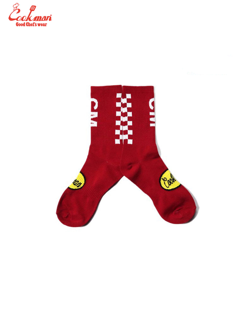 Rib Crew Socks - Checker : Wine