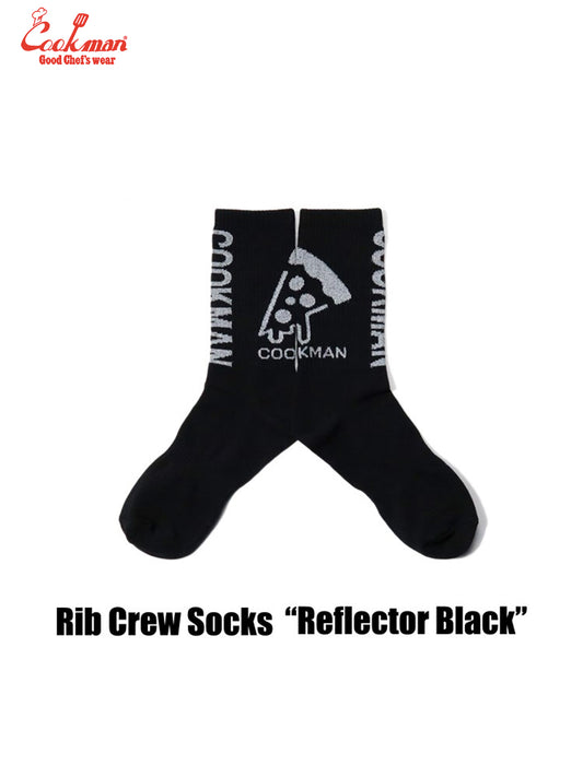 Rib Crew Socks - Reflector : Black