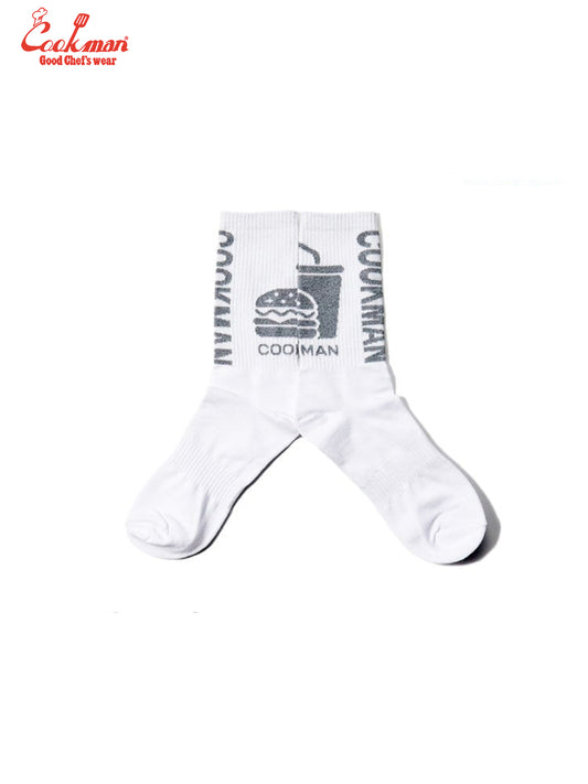 Rib Crew Socks - Reflector : White