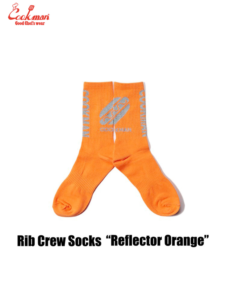 Rib Crew Socks - Reflector : Orange