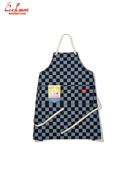 Wide Pocket Apron - Checker : Charcoal