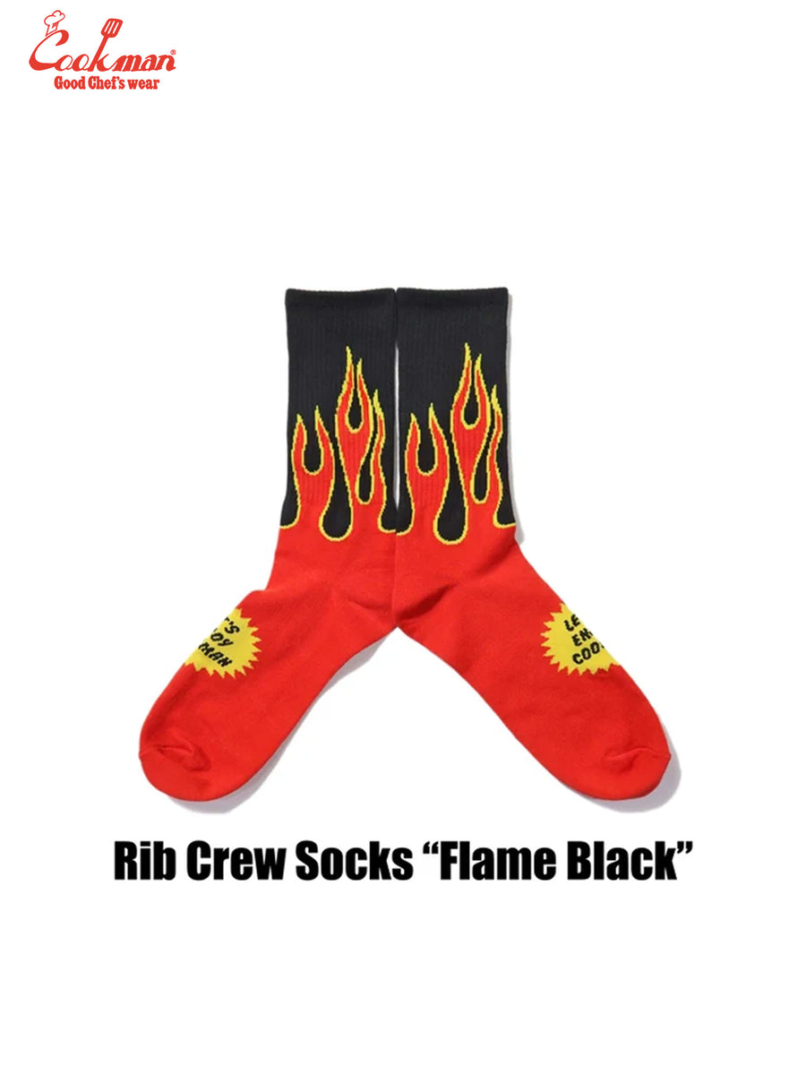 Rib Crew Socks - Flame : Black