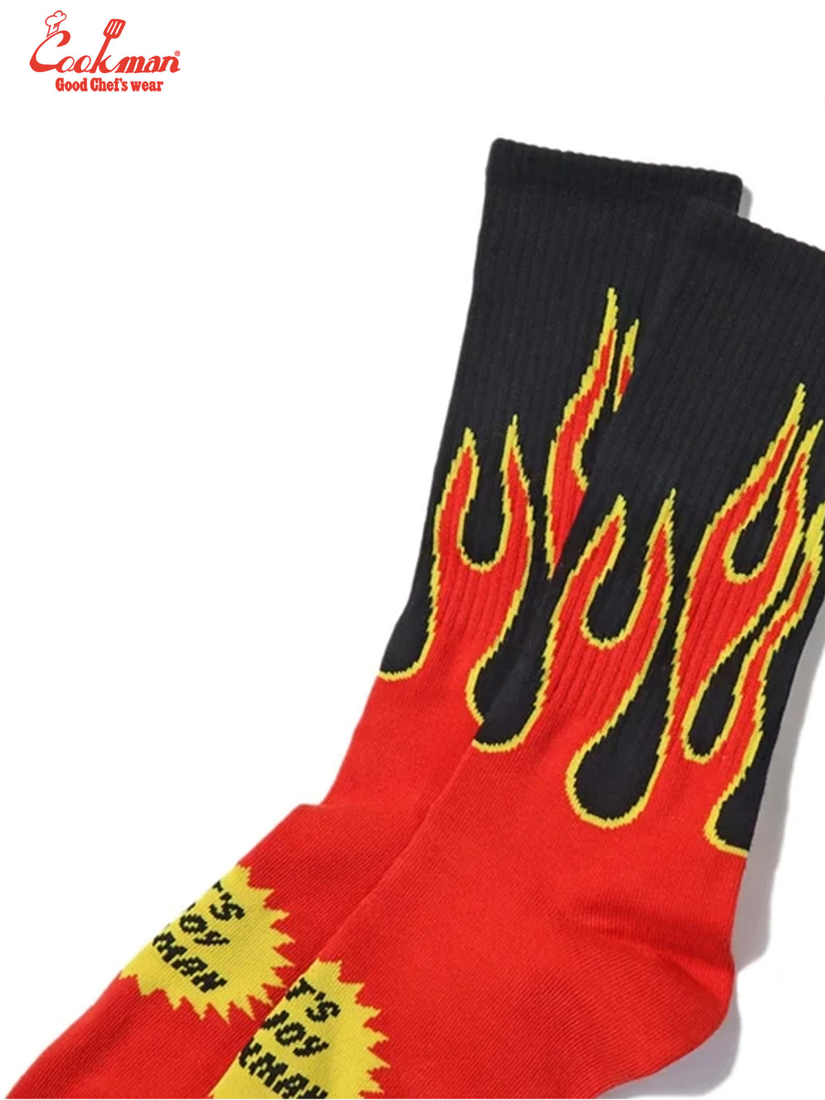 Rib Crew Socks - Flame : Black