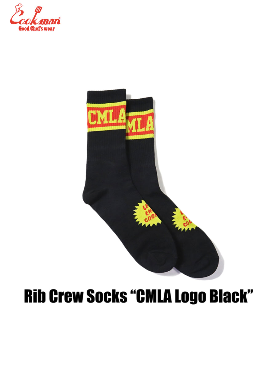 Rib Crew Socks - CMLA logo : Black