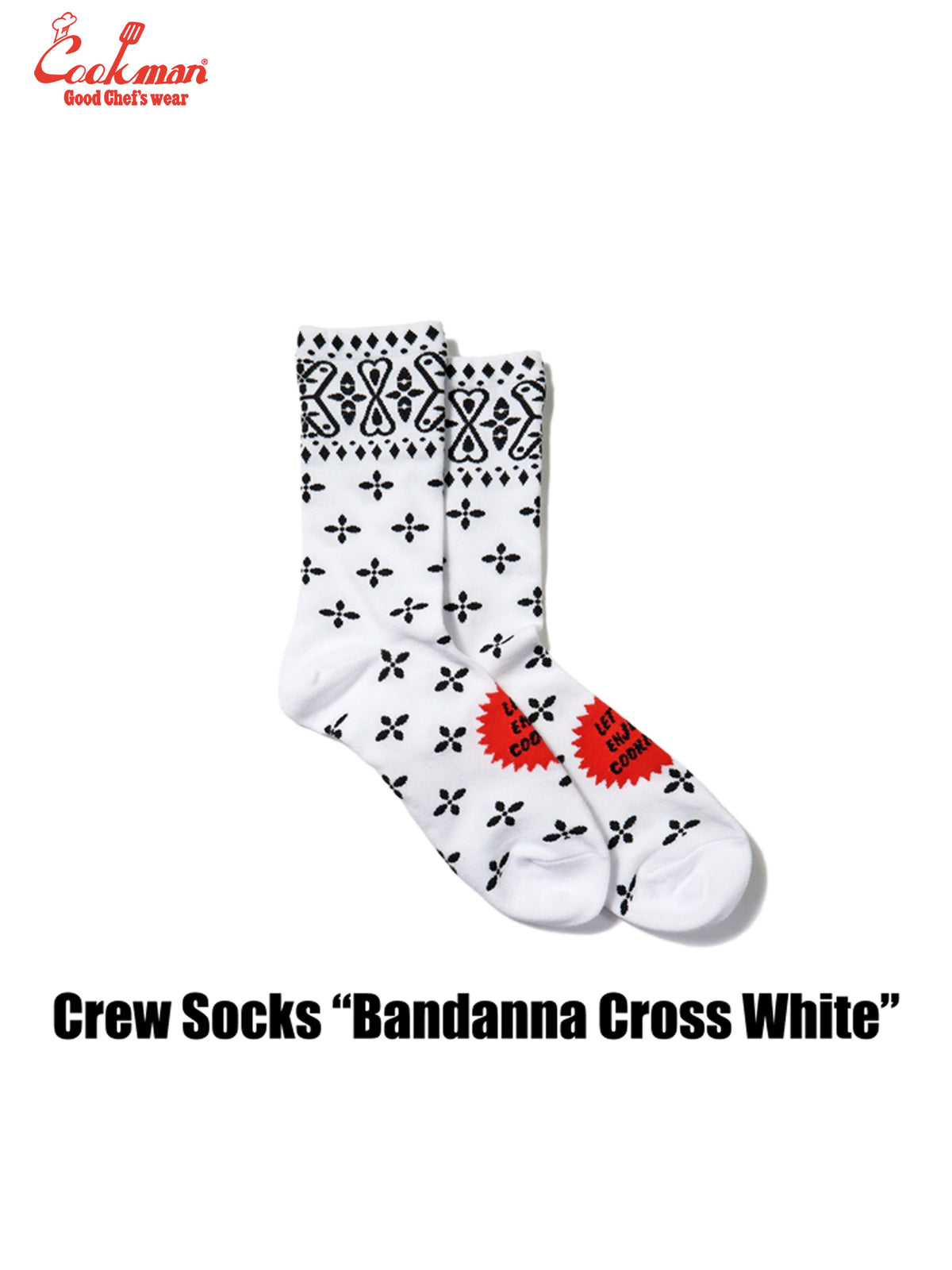 Crew Socks - Bandanna Cross : White