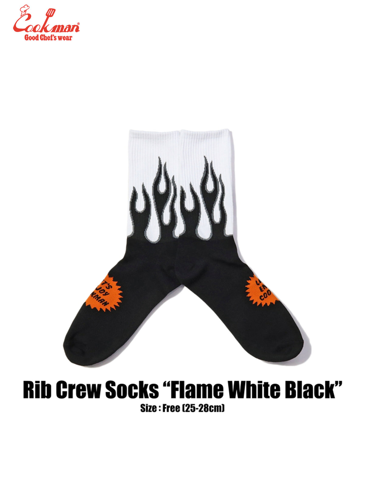 Rib Crew Socks - Flame : White Black