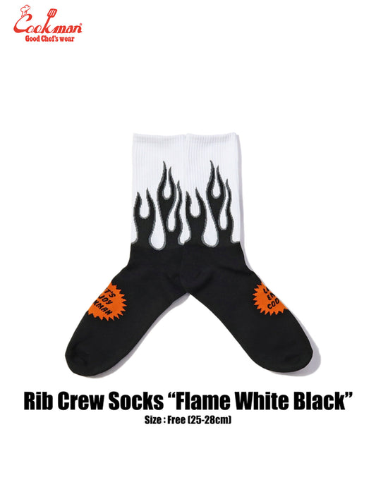 Rib Crew Socks - Flame : White Black