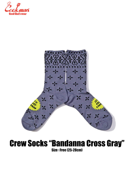 Crew Socks - Bandanna Cross : Gray