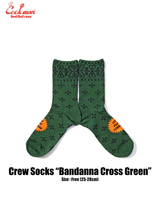 Crew Socks - Bandanna Cross : Green