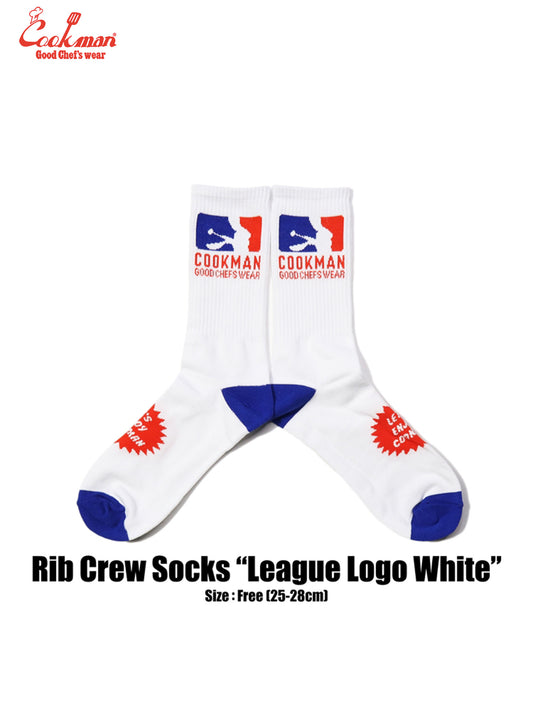Rib Crew Socks -  League Logo : White