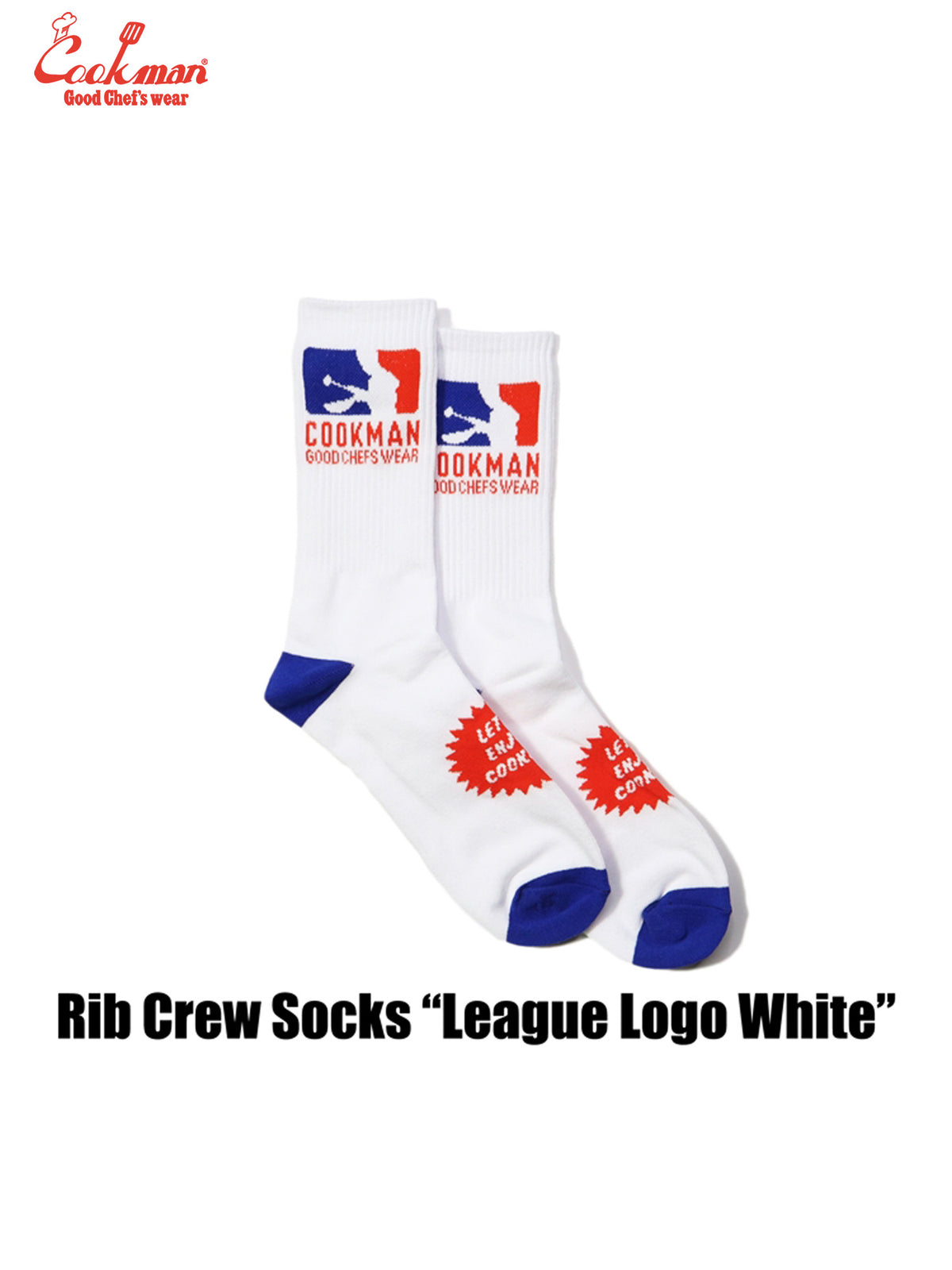 Rib Crew Socks -  League Logo : White