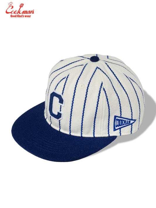Flat Brim Snapback Cap : Stripe Navy