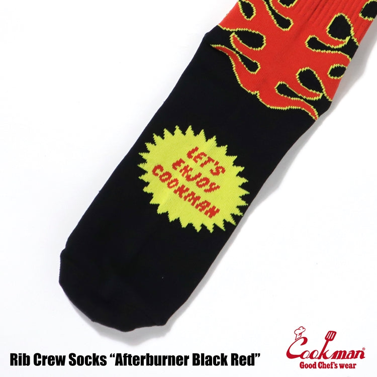 Cookman Rib Crew Socks -  Afterburner : Black Red