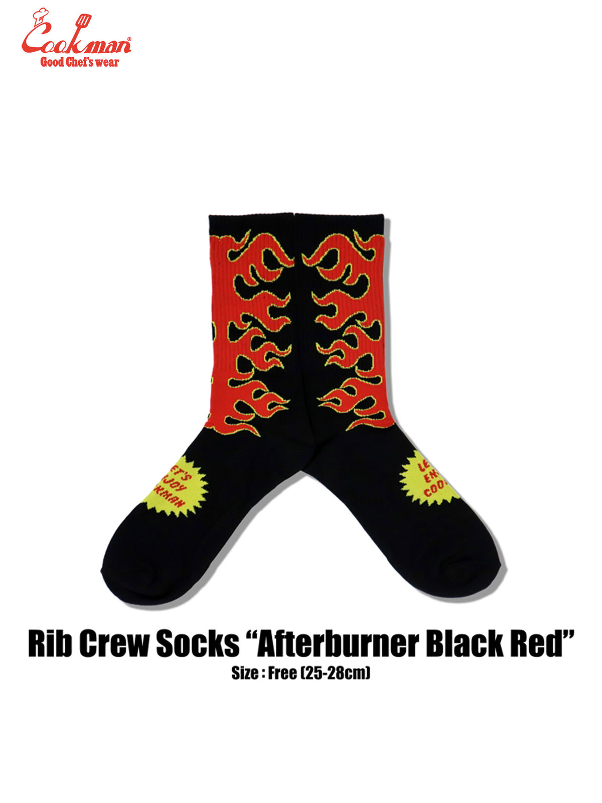 Rib Crew Socks -  Afterburner : Black Red