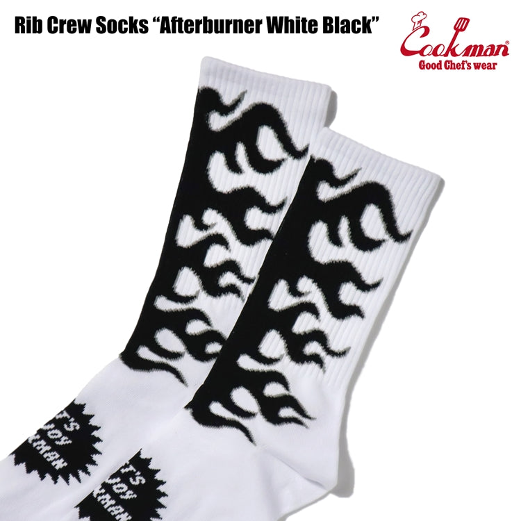 Cookman Rib Crew Socks -  Afterburner : White Black