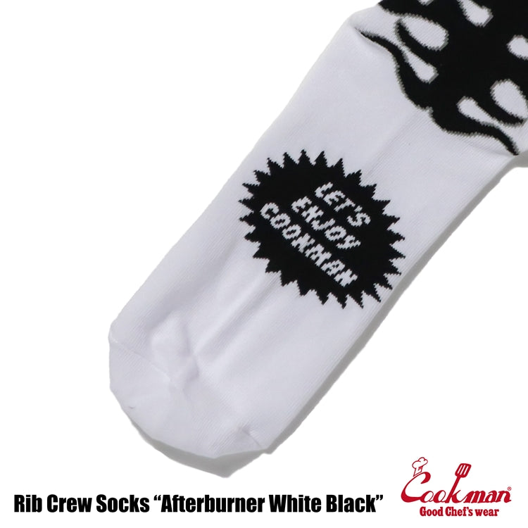 Cookman Rib Crew Socks -  Afterburner : White Black