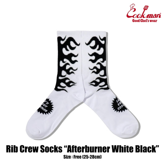 Cookman Rib Crew Socks -  Afterburner : White Black