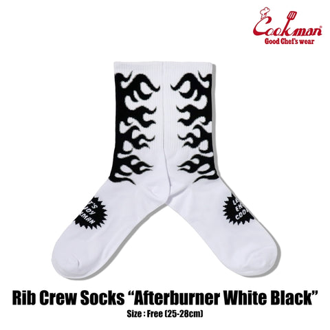 Rib Crew Socks -  Afterburner : White Black