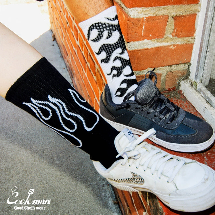 Cookman Rib Crew Socks -  Afterburner : White Black