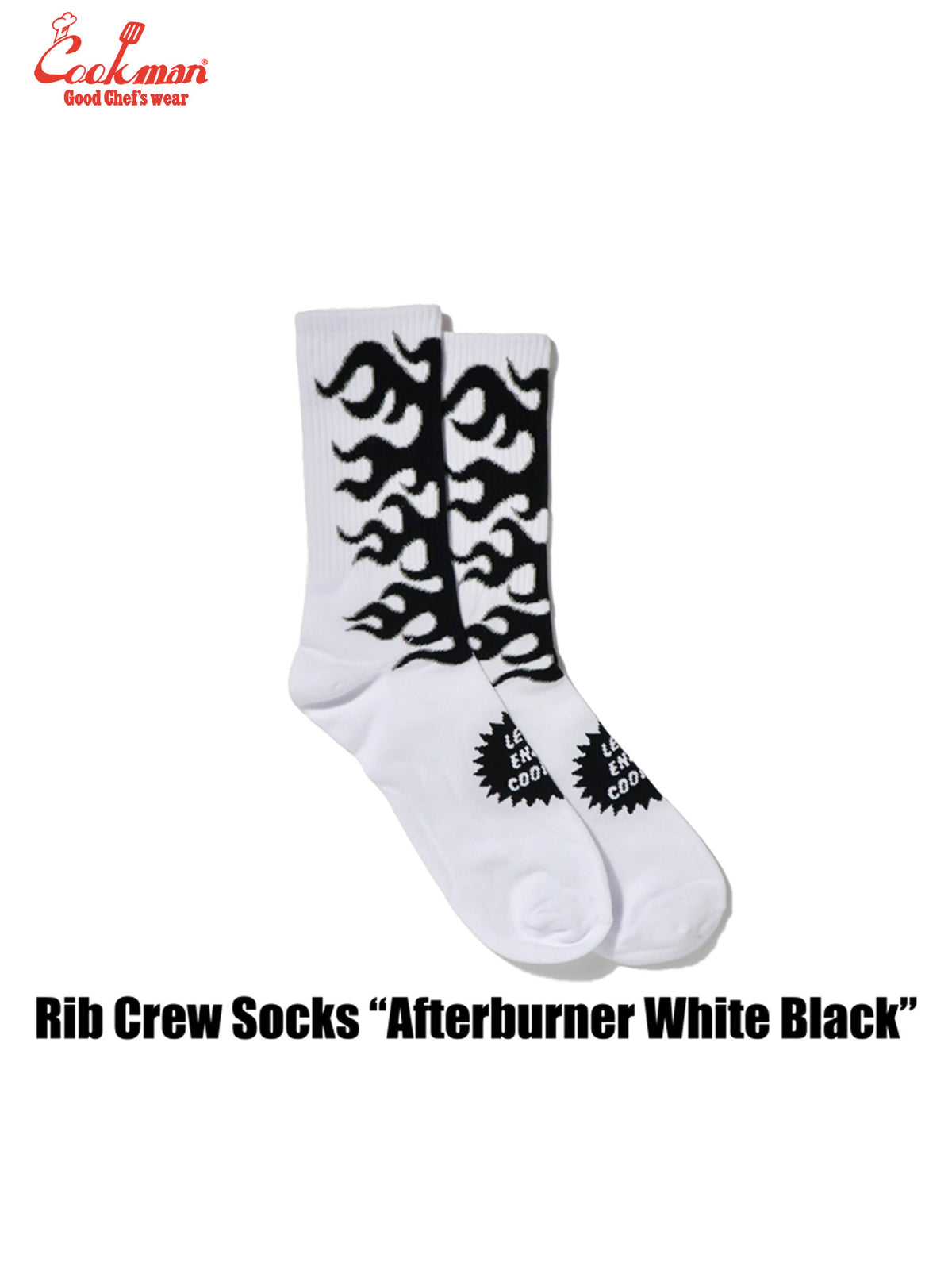 Rib Crew Socks -  Afterburner : White Black