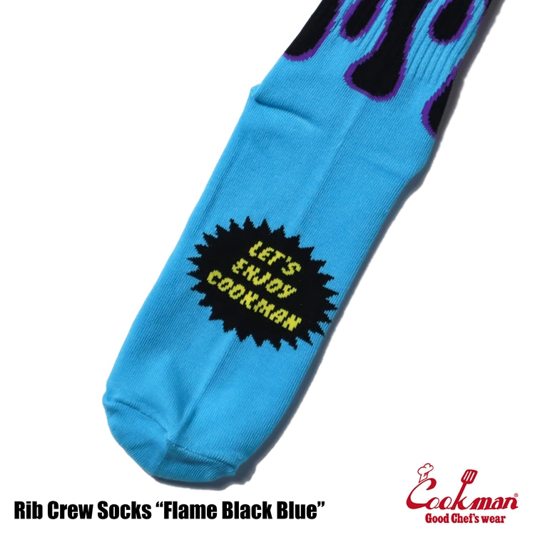 Cookman Rib Crew Socks -  Flame : Black Blue