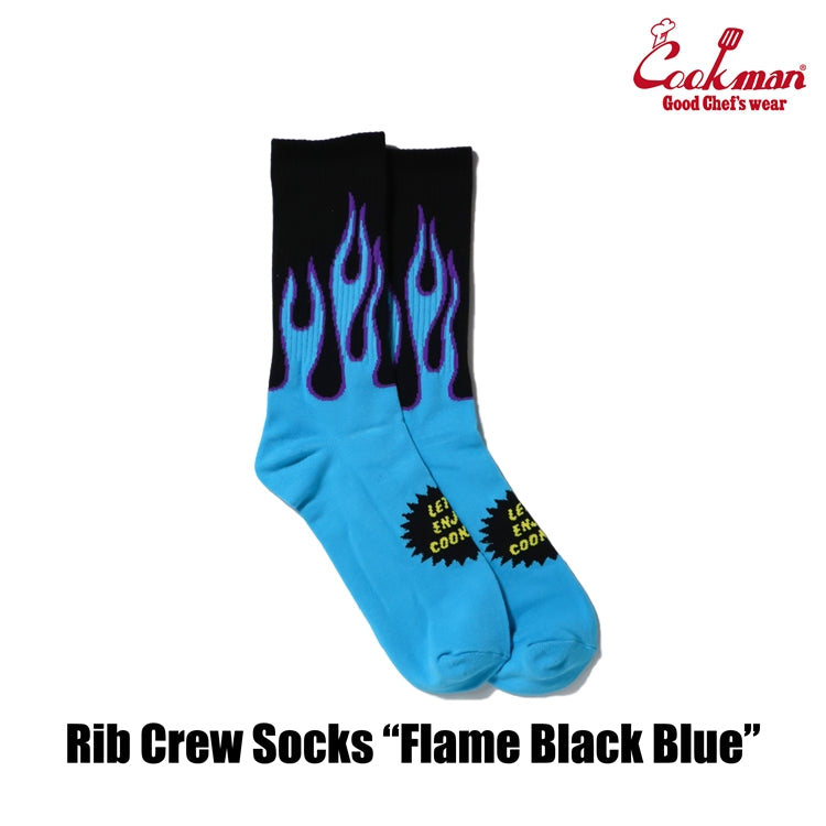 Cookman Rib Crew Socks -  Flame : Black Blue