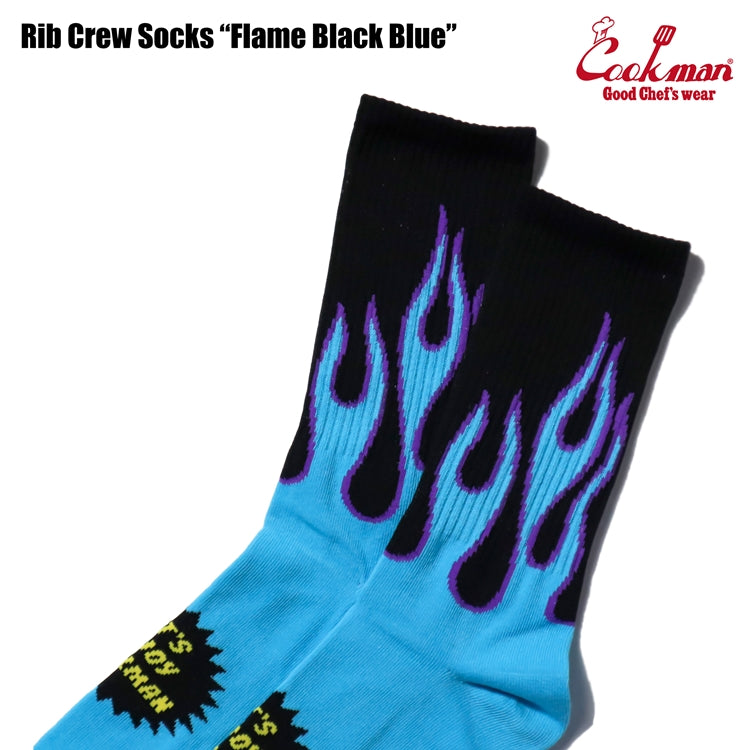 Cookman Rib Crew Socks -  Flame : Black Blue