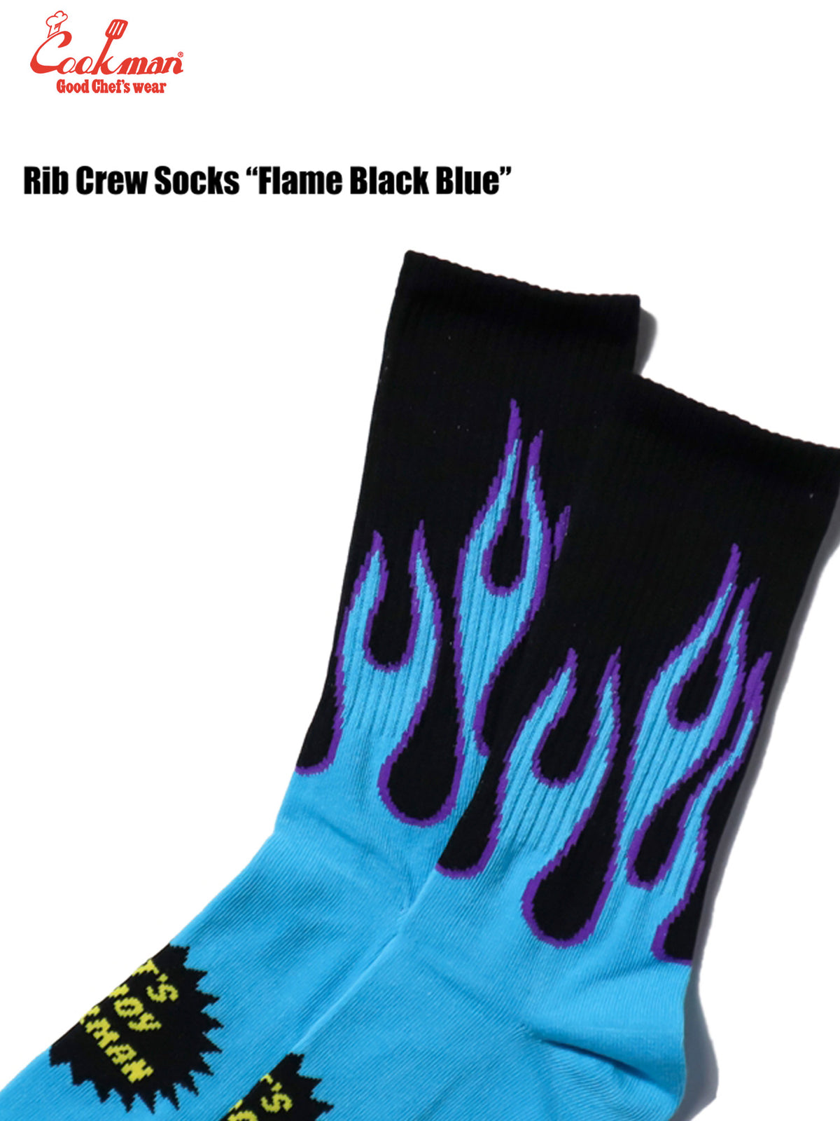 Rib Crew Socks -  Flame : Black Blue