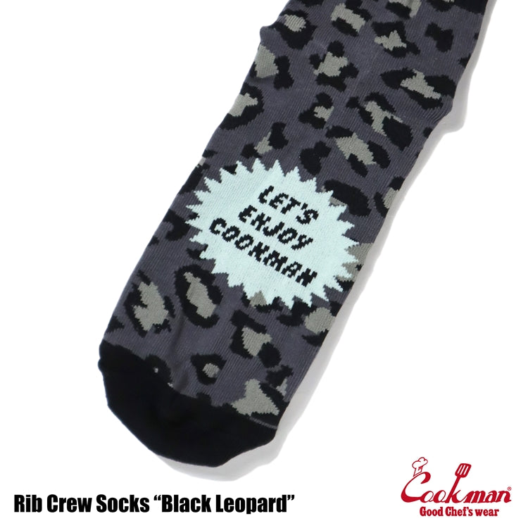 Cookman Rib Crew Socks -  Black Leopard