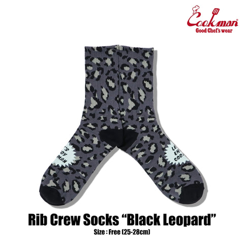 Rib Crew Socks -  Black Leopard