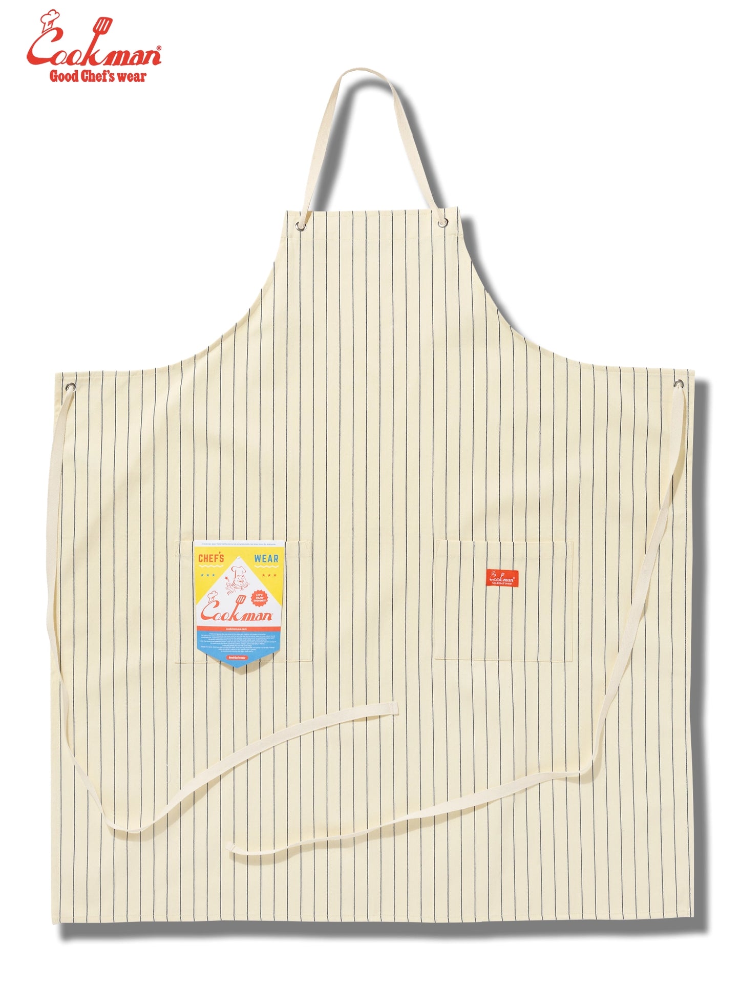 Long Apron - Herringbone Stripe : Cream