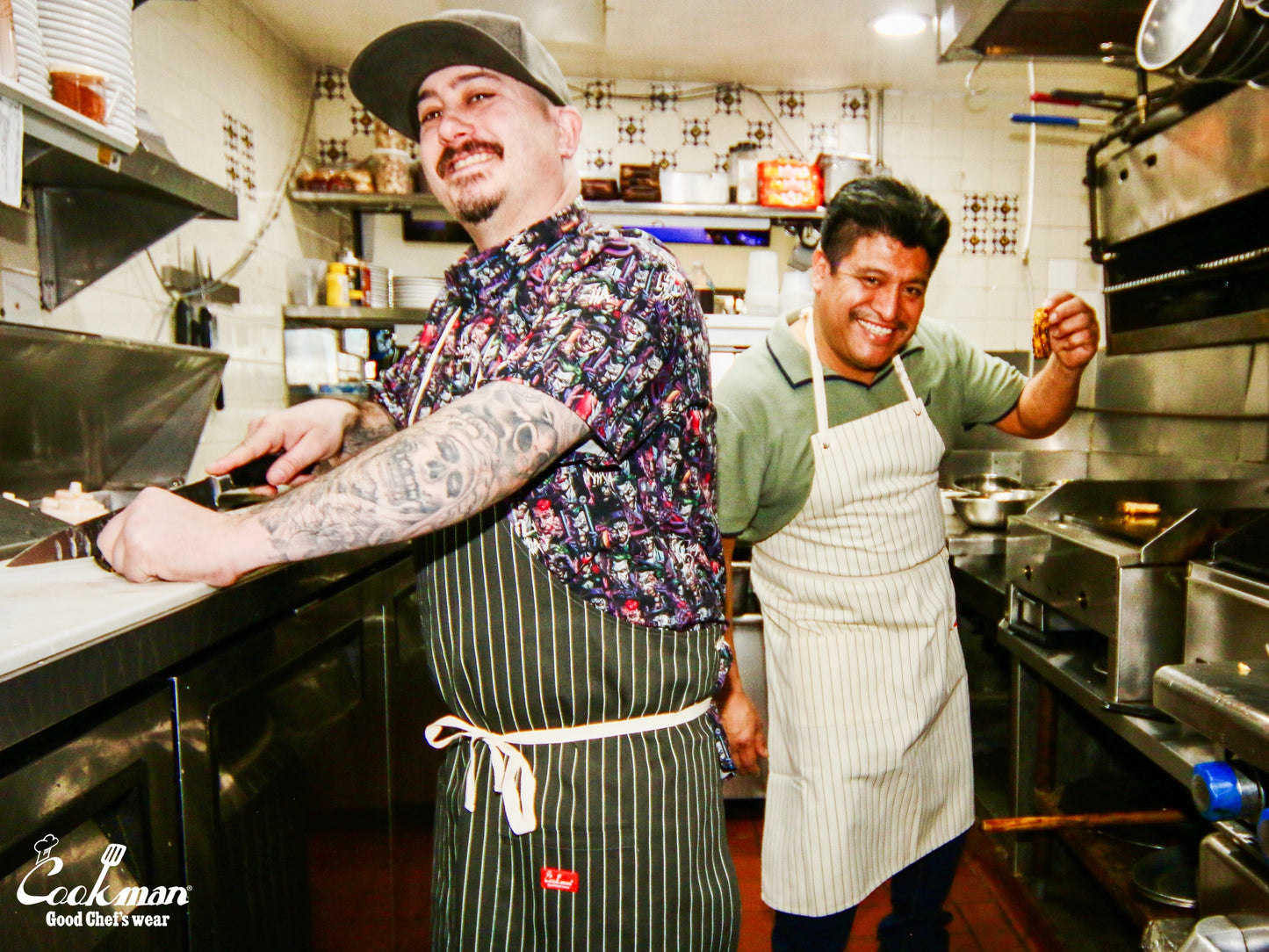 Long Apron - Herringbone Stripe : Charcoal