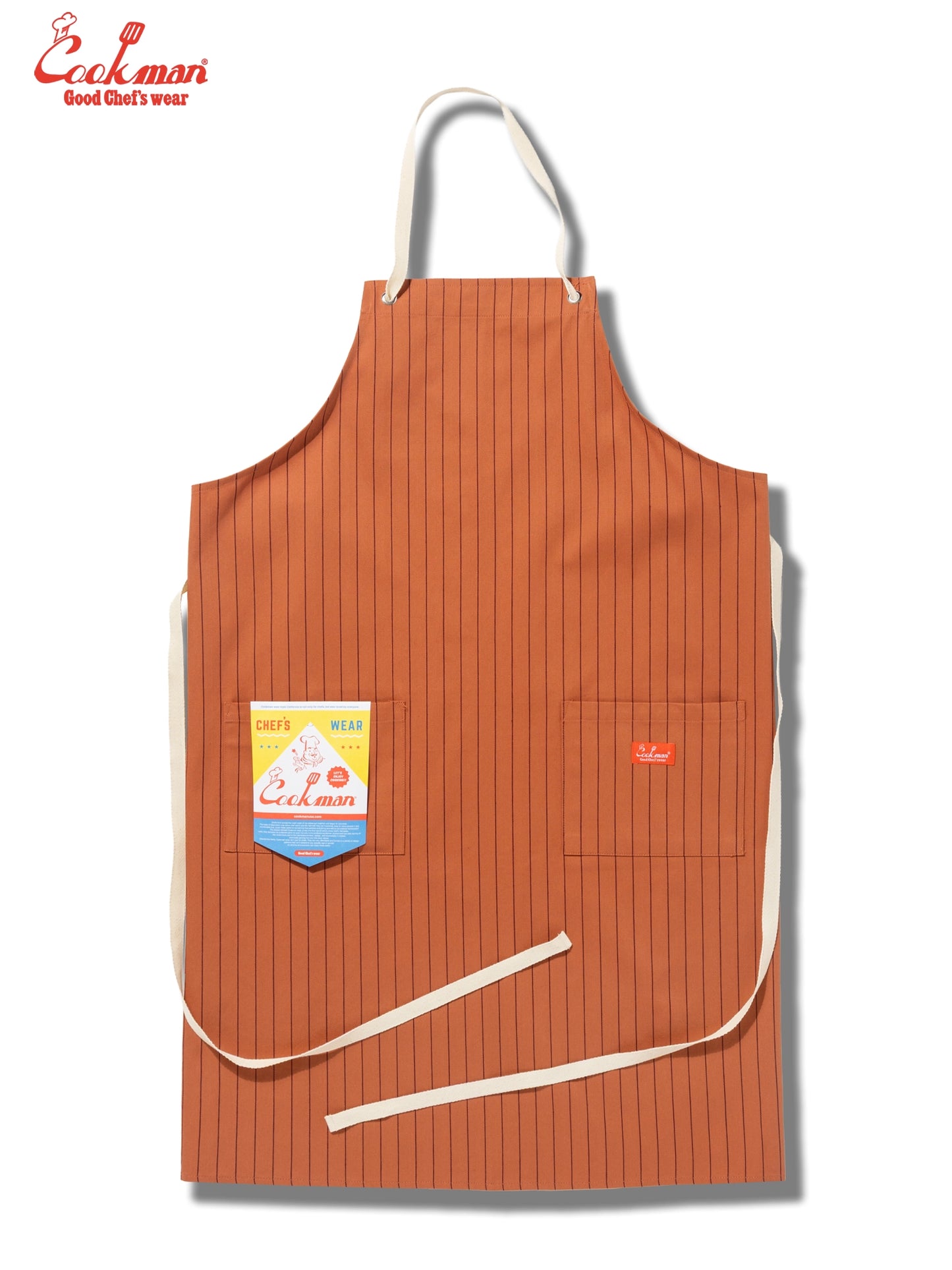 Long Apron - Herringbone Stripe : Brick