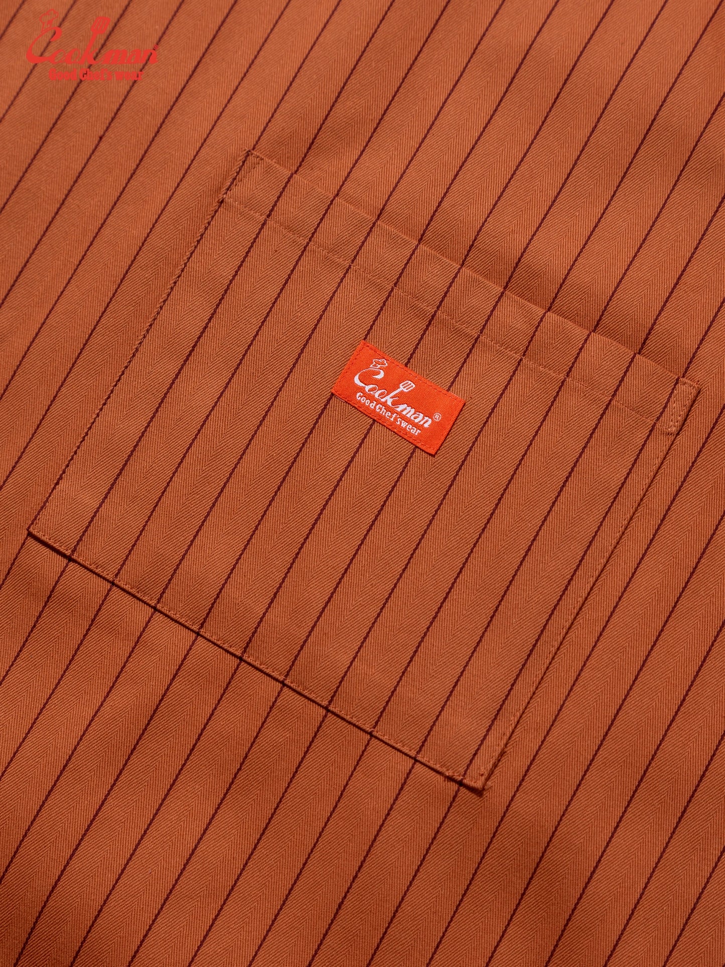 Long Apron - Herringbone Stripe : Brick