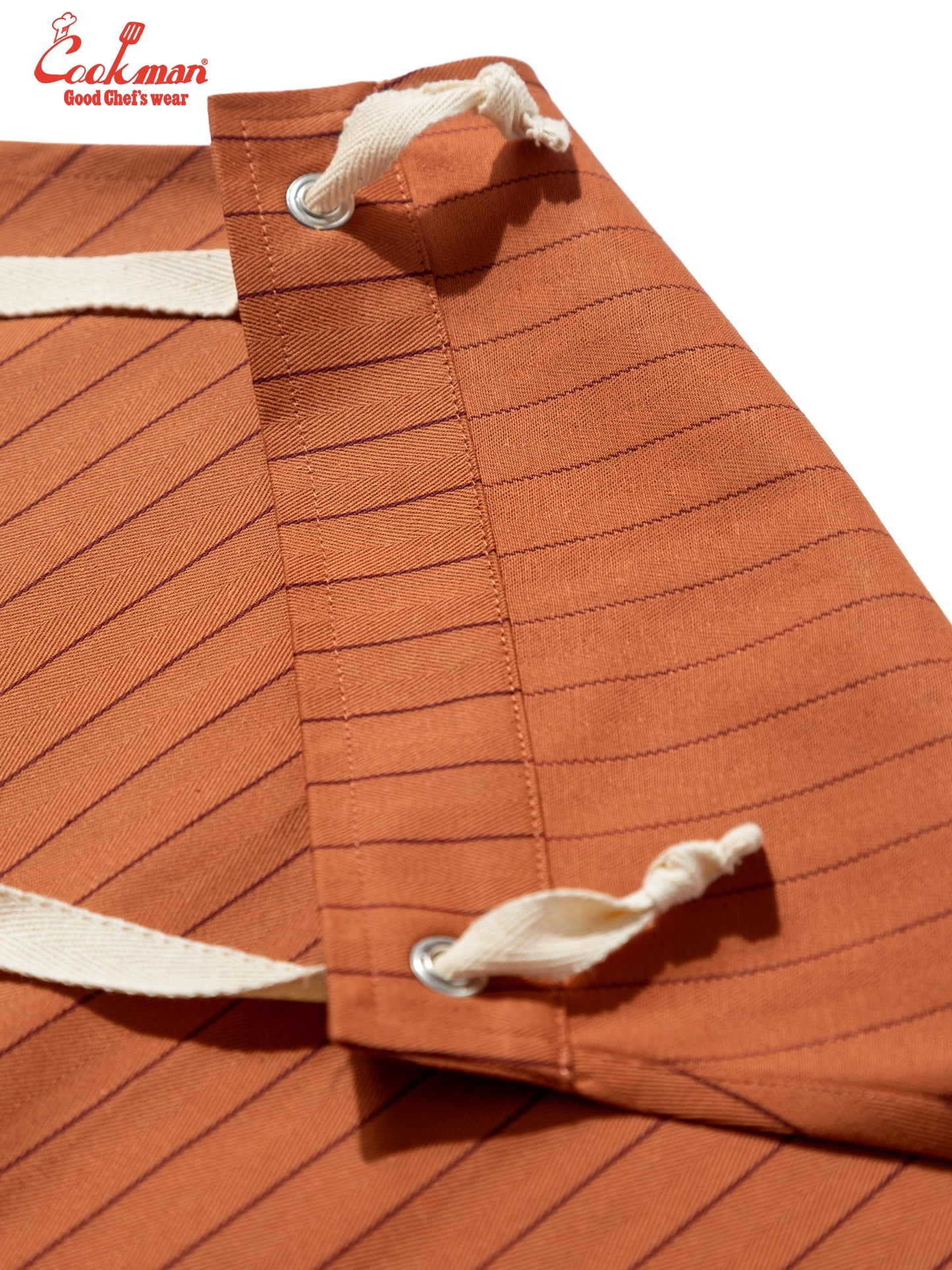 Long Apron - Herringbone Stripe : Brick