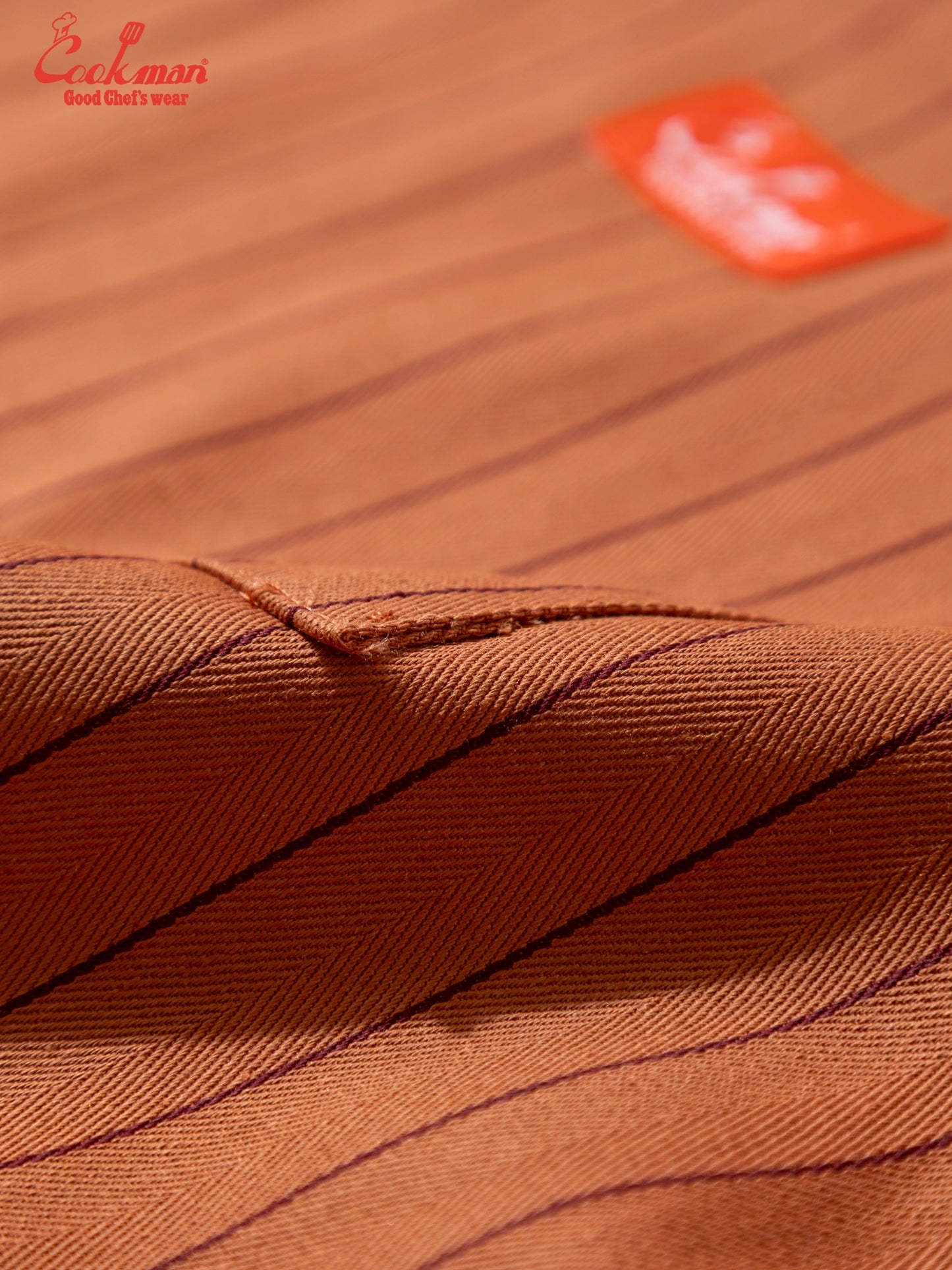 Long Apron - Herringbone Stripe : Brick
