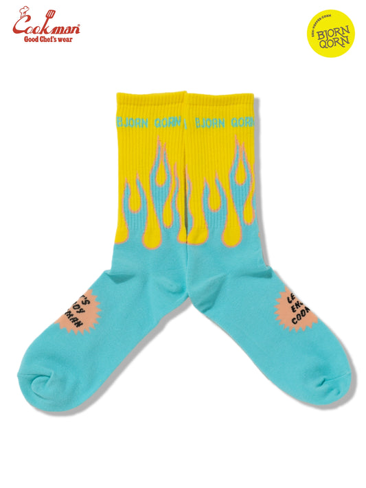 Rib Crew Socks -  BjornQorn : Flame Blue