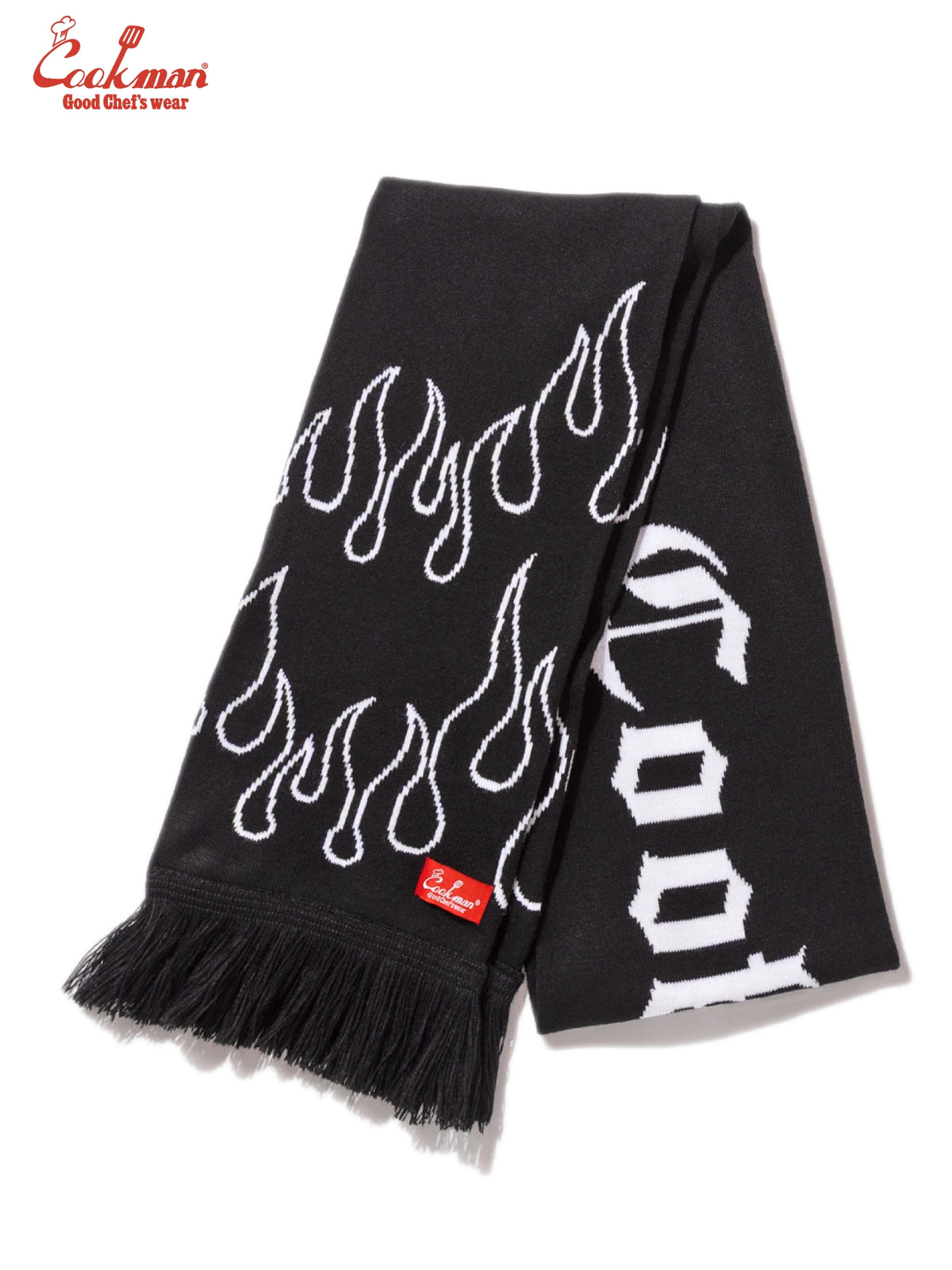 Knitted Scarf - Flame Black Black