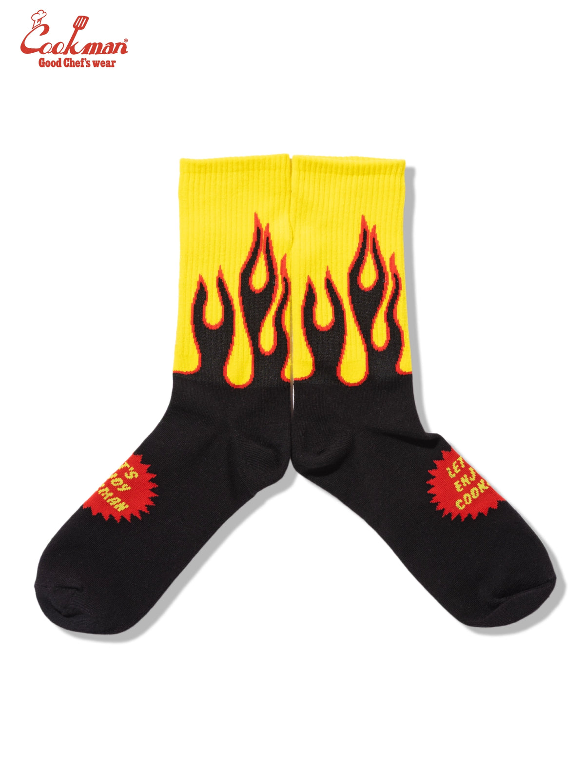 Rib Crew Socks -  Flame Black Yellow