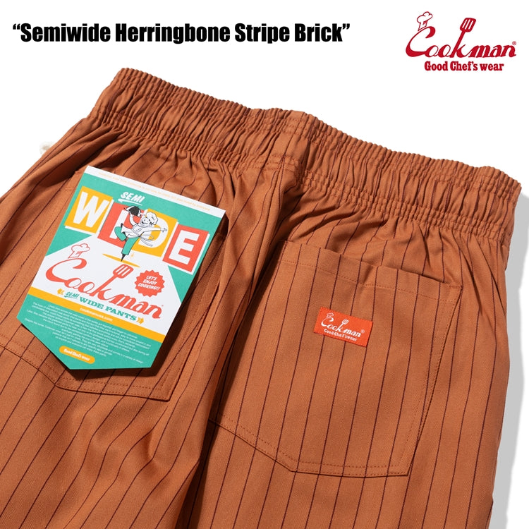 Cookman Chef Pants Semiwide -  Herringbone Stripe : Brick